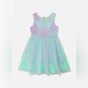 Rare Editions Girls Mesh Skirt to Metallic Lace Bodice
Dress, Lilac,